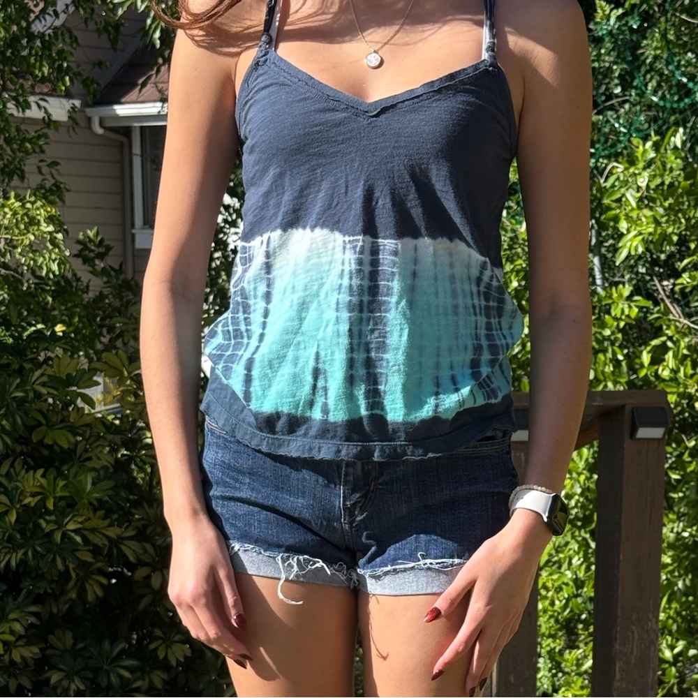 Y2K American Eagle Blue Tie-Dye Tank Top